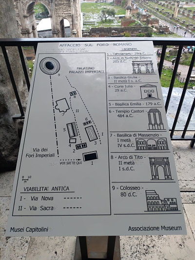 Pannello a rilievo in sala dell’affaccio sul Foro Romano