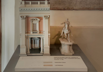 Modelo de la fachada del Palacio Nuevo y modelo de la estatua Ecuestre de Marco Aurelio