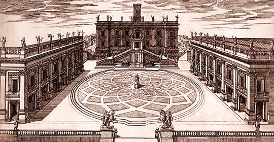 Progetto di Michelangelo per la piazza capitolina (Etienne Du Pérac, 1559)