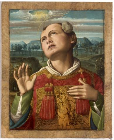 Luca Signorelli, Santo Stefano lapidato, 1500-1510, olio su tavola (asse di pioppo), Collezione Fondazione Cassa di Risparmio di Perugia