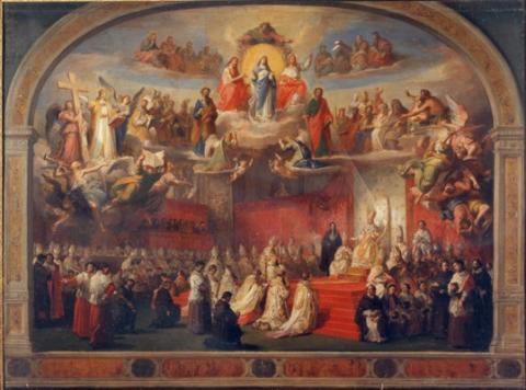 Francesco Podesti, olio su tela, Proclamazione del dogma dell'Immacolata Concezione, Ancona Pinacoteca Civica