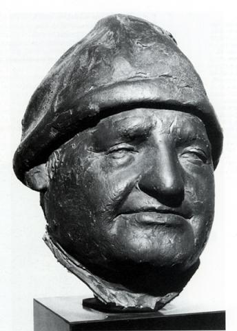 Testa di Papa Giovanni XXIII Roncalli, Giacomo Manzù, bronzo dorato, Raccolta Manzù di Ardea
