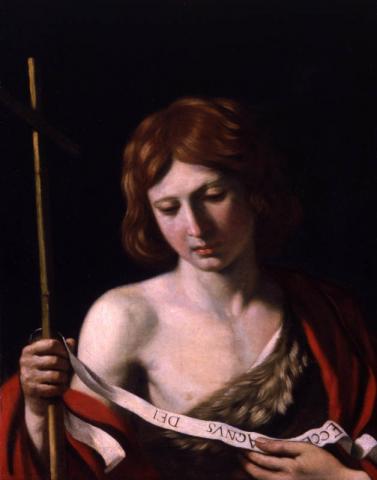 San Giovanni Battista, Guercino (Giovanni Francesco Barbieri), olio su tela,  cm 63 x 50, inv. PC 286 – Roma, Musei Capitolini, Pinacoteca Capitolina