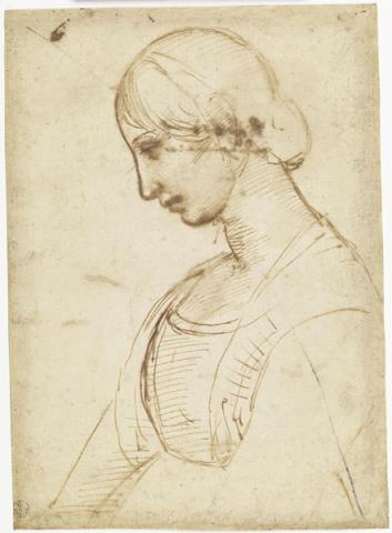 Raffaello Sanzio, Testa di donna di profilo - Penna e inchiostro, carta - Firenze, Gabinetto Disegni e Stampe degli Uffizi