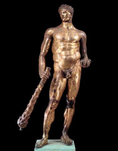 Statua di Ercole in bronzo dorato