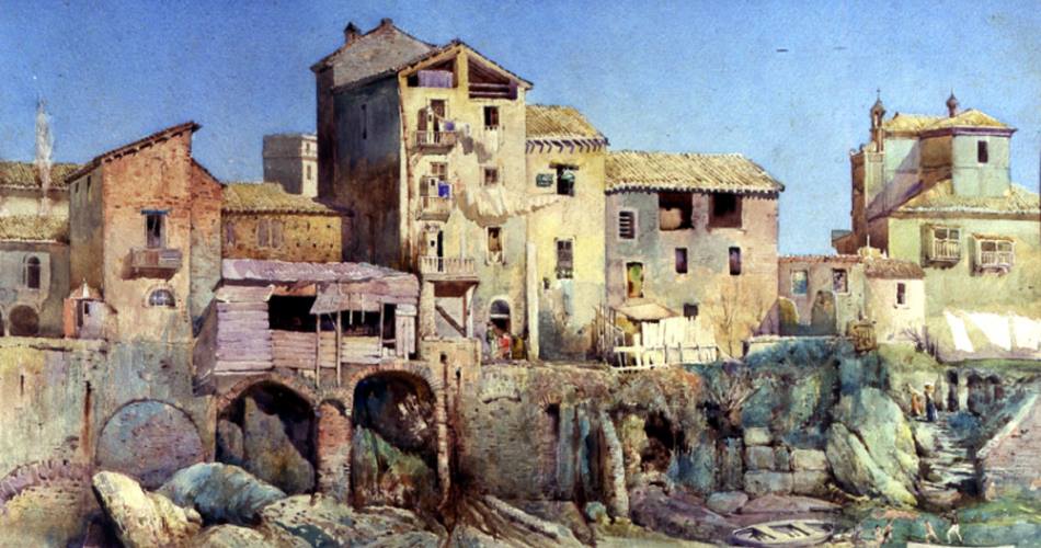 Dall'Isola Tiberina – Accesso dal Tevere ed avanzi della fortezza dei Pierleoni - Mura romane a destra (particolare) Dall'Isola Tiberina – Accesso dal Tevere ed avanzi della fortezza dei Pierleoni - Mura romane a destra (particolare)