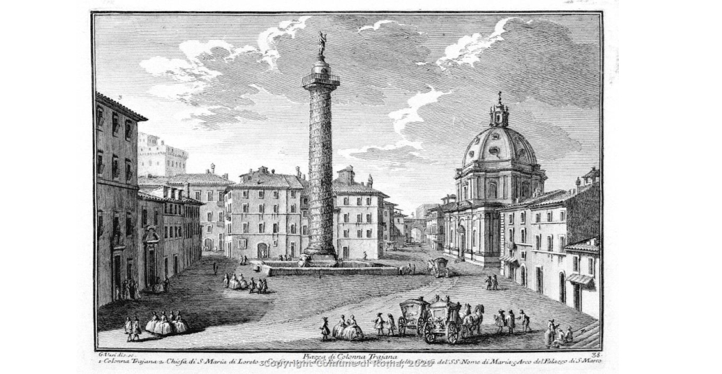 Giuseppe Vasi, Piazza di Colonna Trajana, stampa, 1752 (Roma, Museo di Roma di Palazzo Braschi) Giuseppe Vasi, Piazza di Colonna Trajana, stampa, 1752 (Roma, Museo di Roma di Palazzo Braschi)