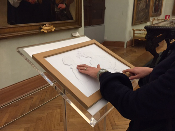 Pannello tattile in termoform “La Buona Ventura” di Caravaggio, Pinacoteca Capitolina, realizzato dall’Associazione MUSEUM onlus