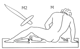 Dessin en relief du livre tactile (arrière) de la statue de Galata en train de mourir.