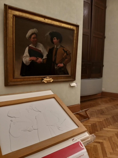 Pannello termoformato del dipinto  “La Buona Ventura” di Caravaggio