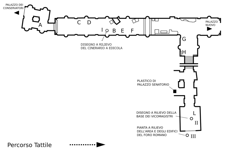 Mappa del percorso del libro tattile - Galleria Lapidaria