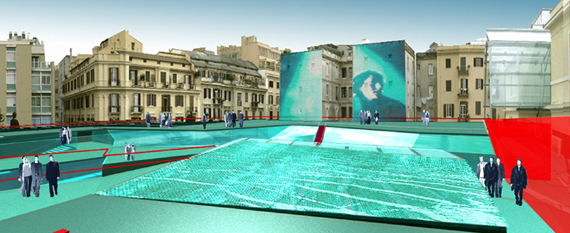 Rendering del progetto - Esterno del museo