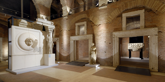 Veduta laterale della Grande Aula nei Mercati di Traiano