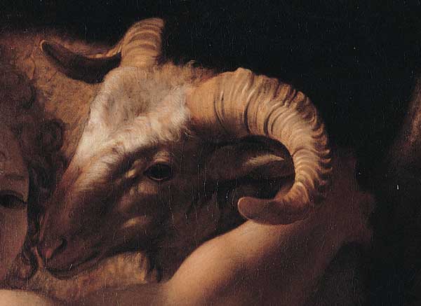 Pinacoteca - Caravaggio "San Giovanni Battista", particolare