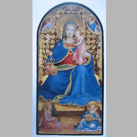 B. Angelico, Madonna dell’umiltà e cinque angeli, 1433-35 c., tempera su tavola, cm 98 x 49, Barcelona, Museo Nacional d’Art de Catalunya, Coll. Thyssen