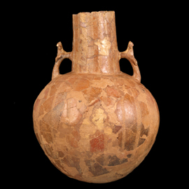 Anfora con anse raffiguranti due statuette a figura umana - Scavo di Pyrgos: inizio II millennio a.C. (Museo del Distretto di Limassol)