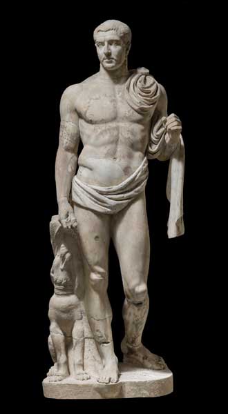 Statua di cacciatore con cane, 253-260 d.C. - Villa Doria Pamphili - Casino del Bel Respiro Roma,  Italia © Foto di Zeno Colantoni