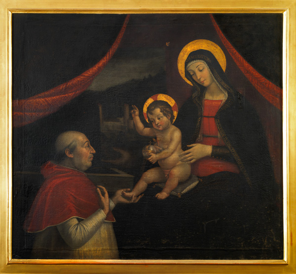 Pietro Fachetti (Mantova 1535 – Roma 1613) Investitura divina di Alessandro VI (copia dal dipinto murario di Pintoricchio), 1612 - olio su tela, cm 115.5 x 124 - Collezione privata