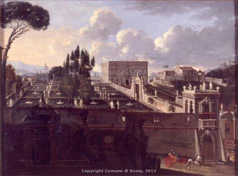 Roma, Museo di Roma, Palazzo Braschi - Veduta di Villa Aldobrandini a Monte Magnanapoli. Olio su tela, Matthias Withoos detto Calzetti o Calzetta bianca