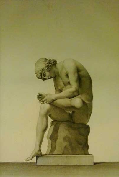 Roma, Museo di roma, Palazzo Braschi - Statua al naturale di bronzo di un giovane Atleta. Acquaforte, Francesco Piranesi
