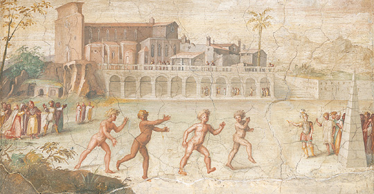 Fregio con la piazza capitolina verso l'Aracoeli - Appartamento dei Conservatori, Sala delle Oche