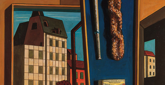 Giorgio de Chirico, Interno metafisico con biscotti, fine anni Sessanta