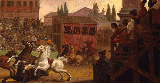 Joseph Ferrante Perry,  Corsa dei barberi, 1827, olio su tela, particolare
