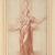 Francesco Mazzola detto il Parmigianino, Studio per una delle Vergini di Santa Maria della Steccata - Pietra rossa, disegno preliminare a punta metallica, riquadrato a pietra rossa, sfumato con pennello, carta - Wien, Albertina