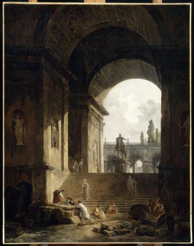 Hubert Robert,  Vue pittoresque du Capitole Avec la statue équestre de Marc-Aurèle,  Valenciennes, 1774, Musée des Beaux-Arts inv. P46-1-499 Foto © RMN-Grand Palais / René-Gabriel Ojéda