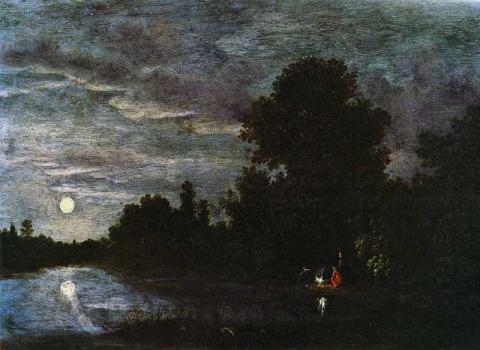 Filippo di Liagno, detto Filippo Napoletano - Bivacco notturno al chiaro di luna. 1614-1617 circa Olio su lavagna, cm 24,5 x 33 Firenze, Fondazione di Studi di Storia dell’Arte Roberto Longhi