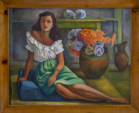 Diego Rivera (1886-1957) Mujer sentada con flores Donna seduta con fiori 1944 olio su tela, 118 x 150 cm Città del Messico, Colección de Arte BBVA México, inv. CCB062 © Banco de México Diego Rivera (1886-1957) Mujer sentada con flores Donna seduta con fiori 1944 olio su tela, 118 x 150 cm Città del Messico, Colección de Arte BBVA México, inv. CCB062 © Banco de México