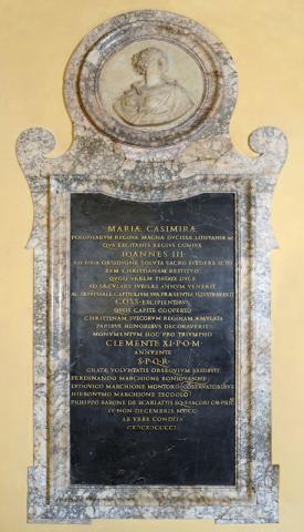 Epigrafe dedicatoria per Maria Casimira Sobieska per la visita