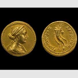 Ottadracma d'oro con ritratto di Arsinoe III. London, British Museum