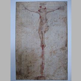 B. Angelico, Cristo in croce. 1425 c., disegno colorato a penna, inchiostro bruno, acquerello rosso su carta; cm. 29,3 x 19. Vienna, Graphische Sammlung Albertina, inv. SR 30 [4863