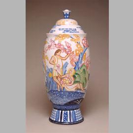 Henri Rapin, Vaso Rapin 12, 1925, decoro da Jean Beaumont, 1925, h. 78 cm, maiolica stannifera