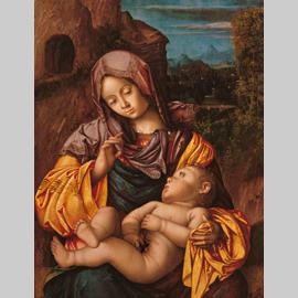 Francesco Zaganelli (Cotignola, notizie dal 1484-Ravenna, 1532), La Madonna col Bambino, Olio su tavola, 70,5 x 53,5 cm
