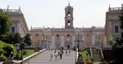 La cordonata che sale alla piazza del Campidoglio